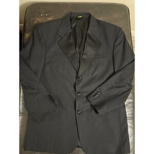 VTG ADOLFO COUTURE | MENS BLACK WOOL ONE BUTTON TUXEDO JACKET 39 SHORT